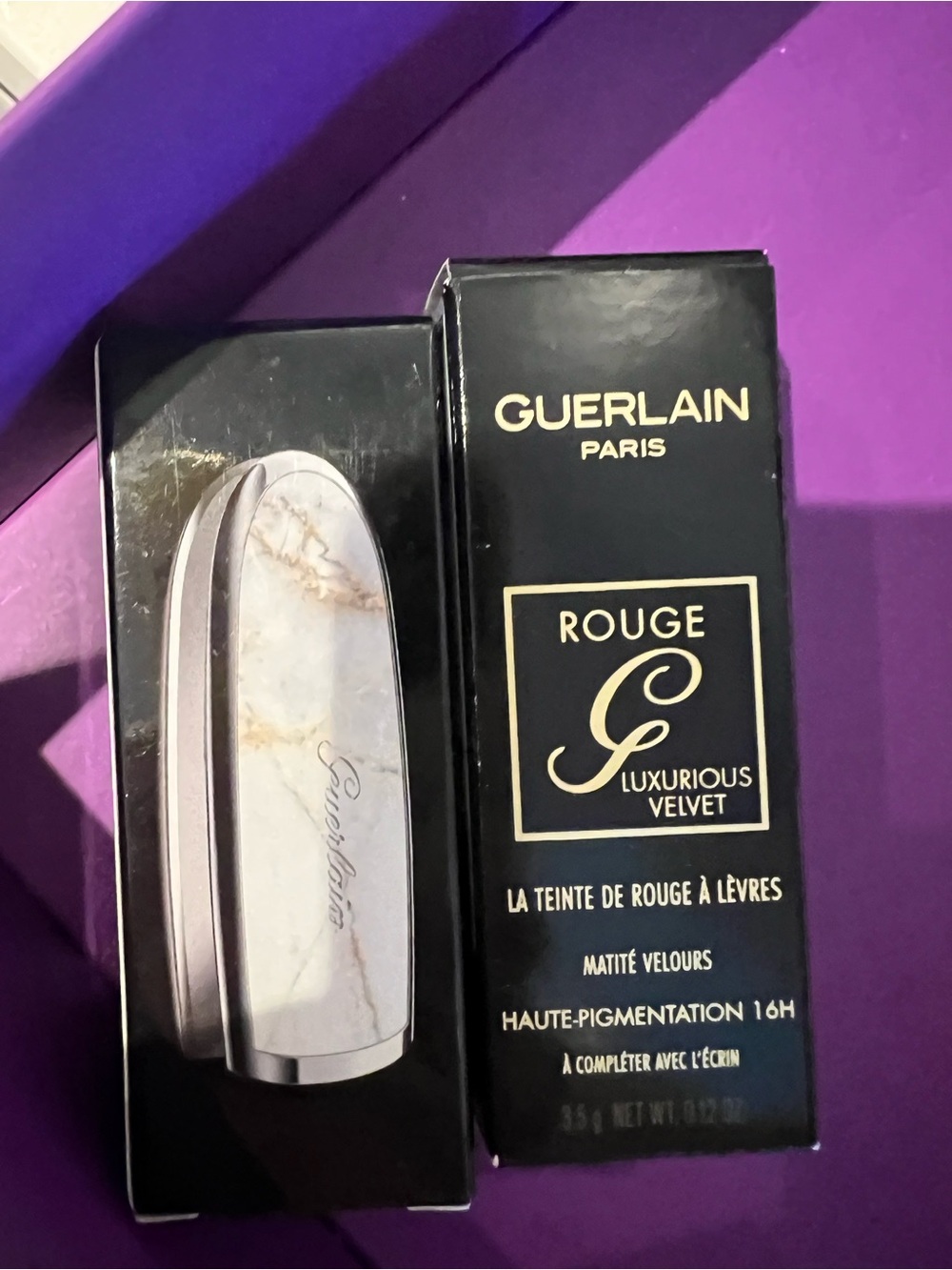 Guerlain Rouge G Luxurious Velvet Lipstick N258 Coral Lipstick + Marble Case
